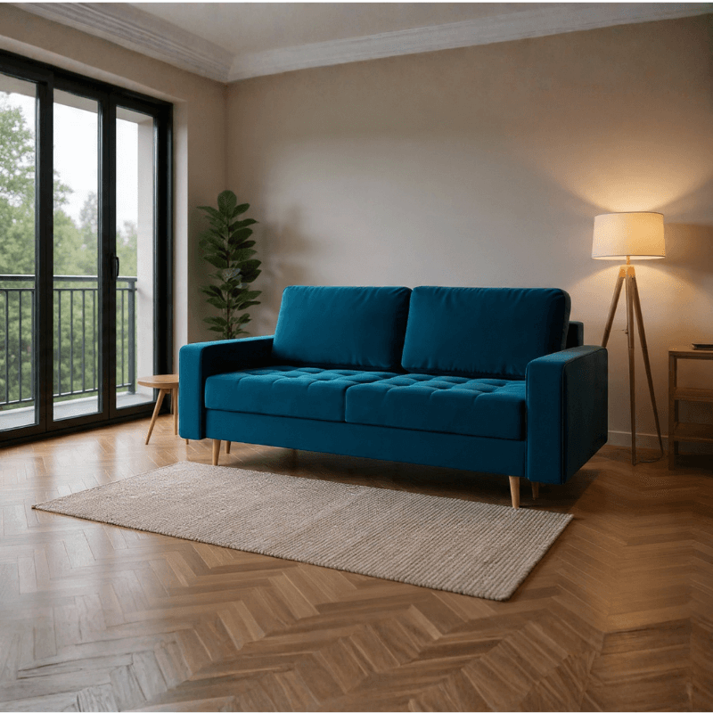 Sofa rozkładana ELORA - turkusowe uniesienie